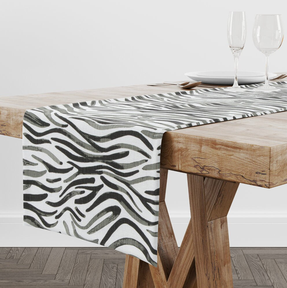 Black and White Contemporary Table Runner