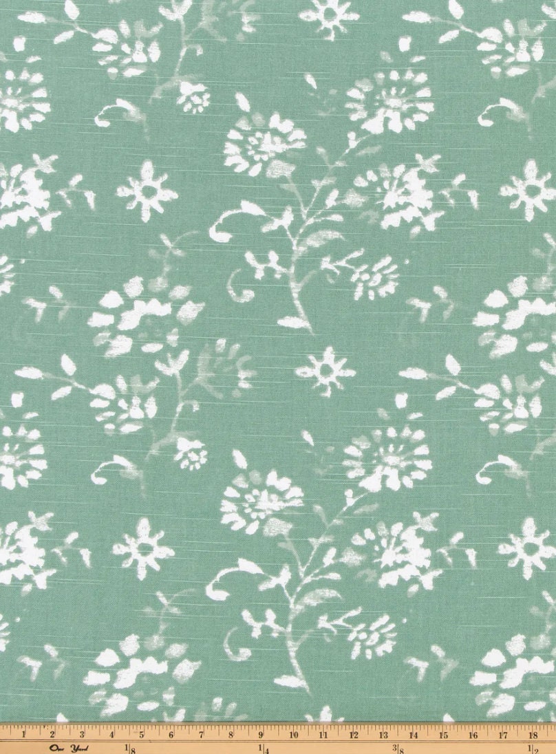 Green Floral Slub Table Runner