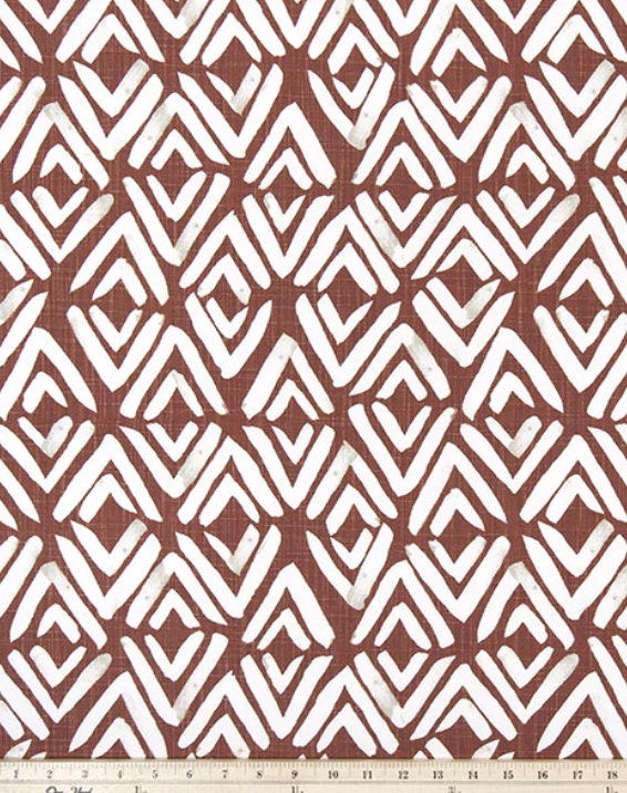 Burnt Red and White Diamond Patterned Table Runner