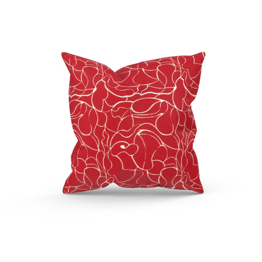 Bright Red Abstract Floral Outdoor Pillow Cover