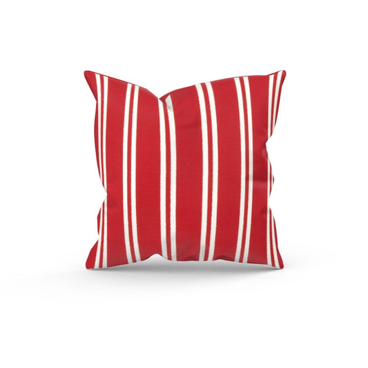 Bright Red Double Stripe Outdoor Pillow Cover