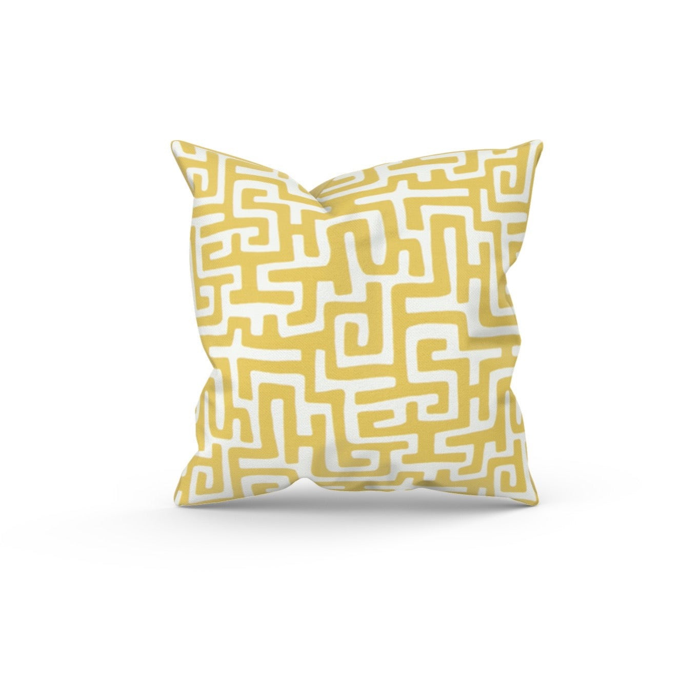 Yellow Abstract Maze Outdoor Pillow Cover