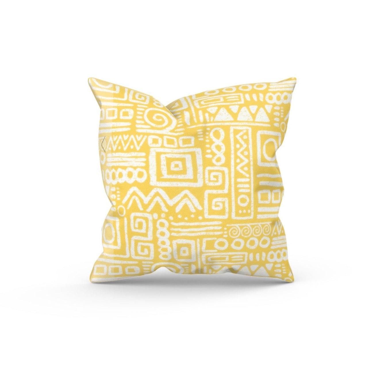 Yellow Hieroglyphic Inspired Outdoor Pillow Cover