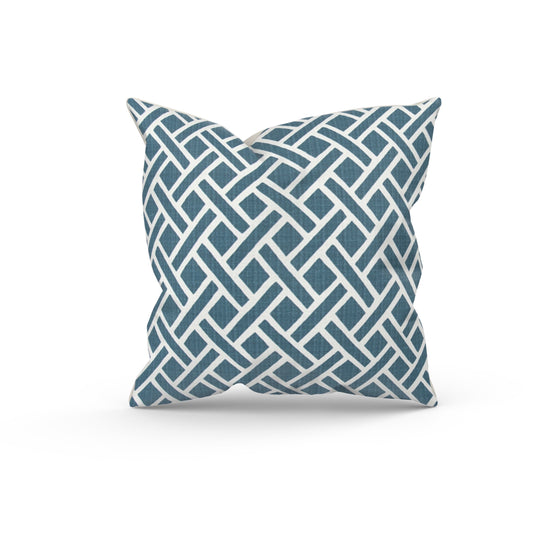 Teal Lattice Outdoor Pillow Cover