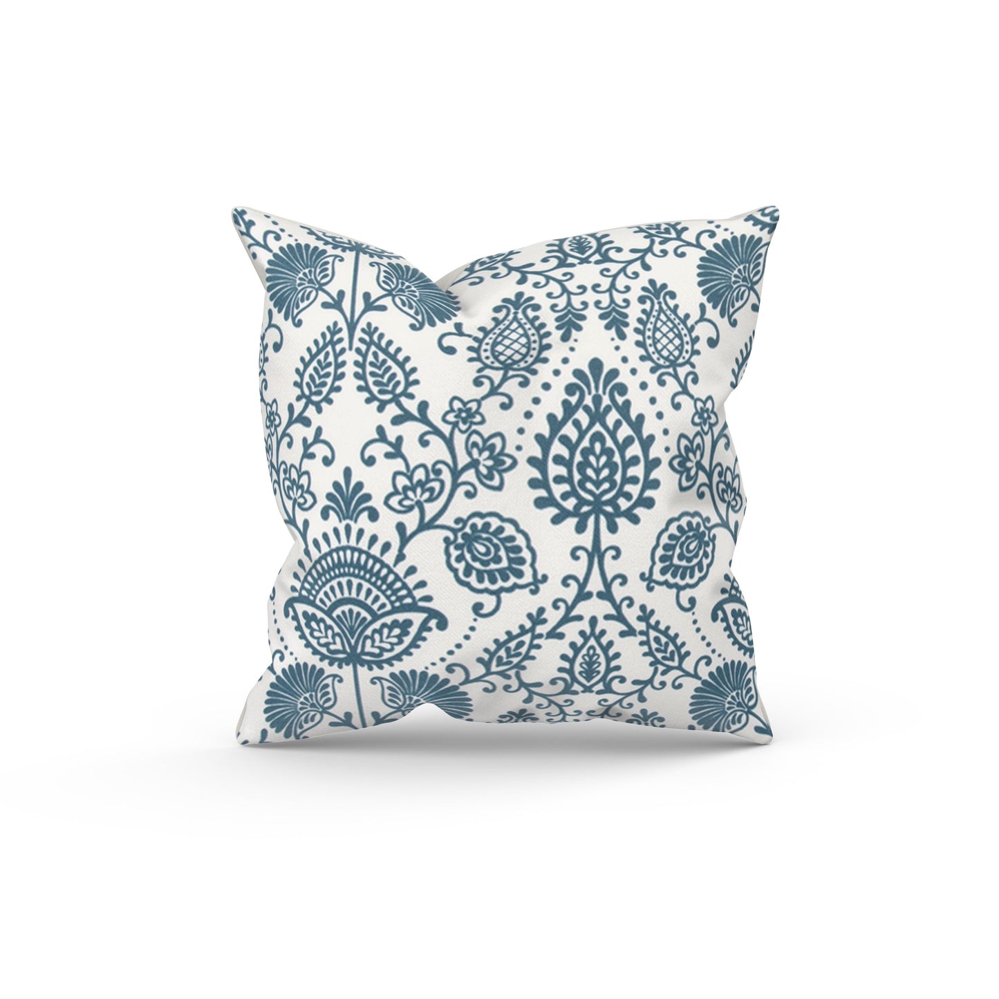 Teal Floral Gate Patterned Outdoor Pillow Cover