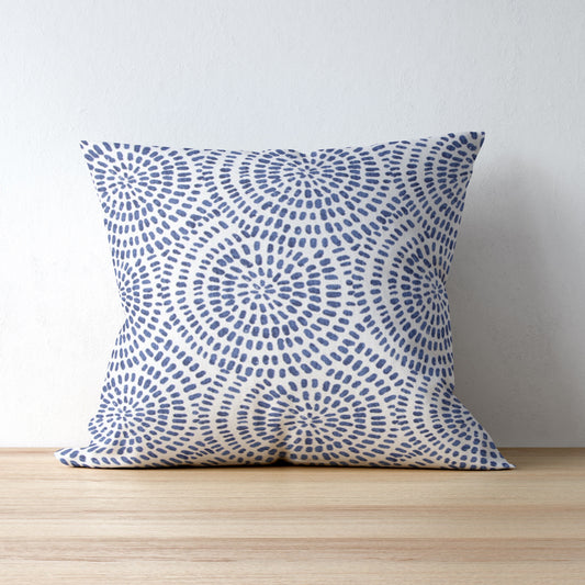 Cobalt Blue Dotted Circles Pillow Cover