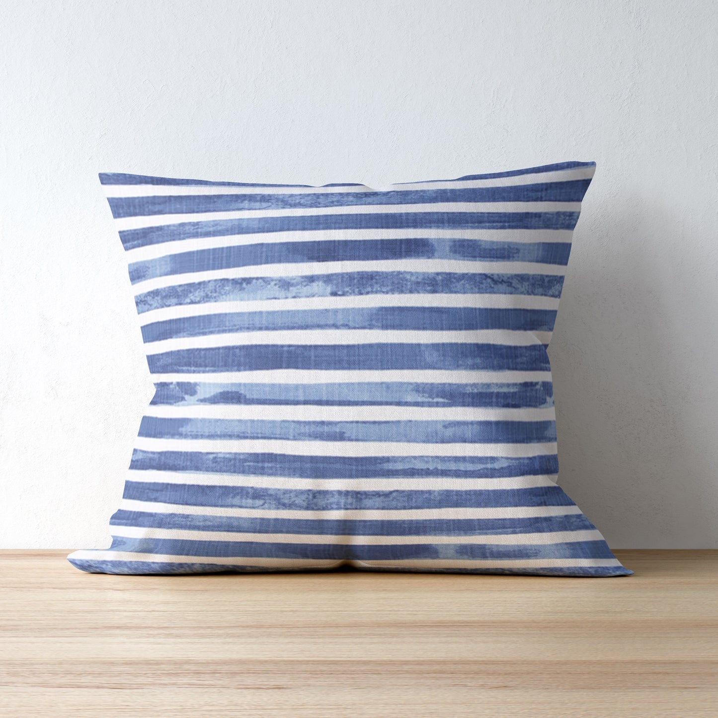 Cobalt Blue Watercolor Stripe Pillow Cover