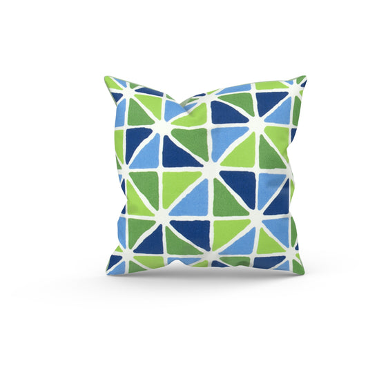 Blue Green Geometric Outdoor Pillow Cover