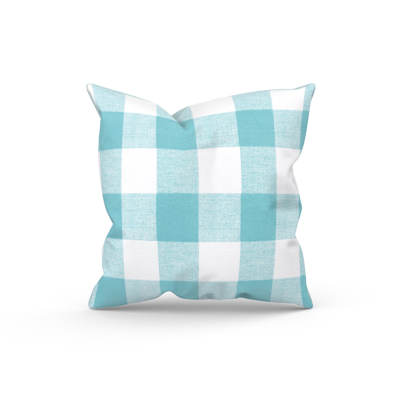 Aqua Blue Buffalo Check Outdoor Pillow Cover