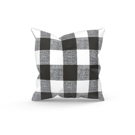 Black and White Buffalo Plaid Outdoor Pillow Cover