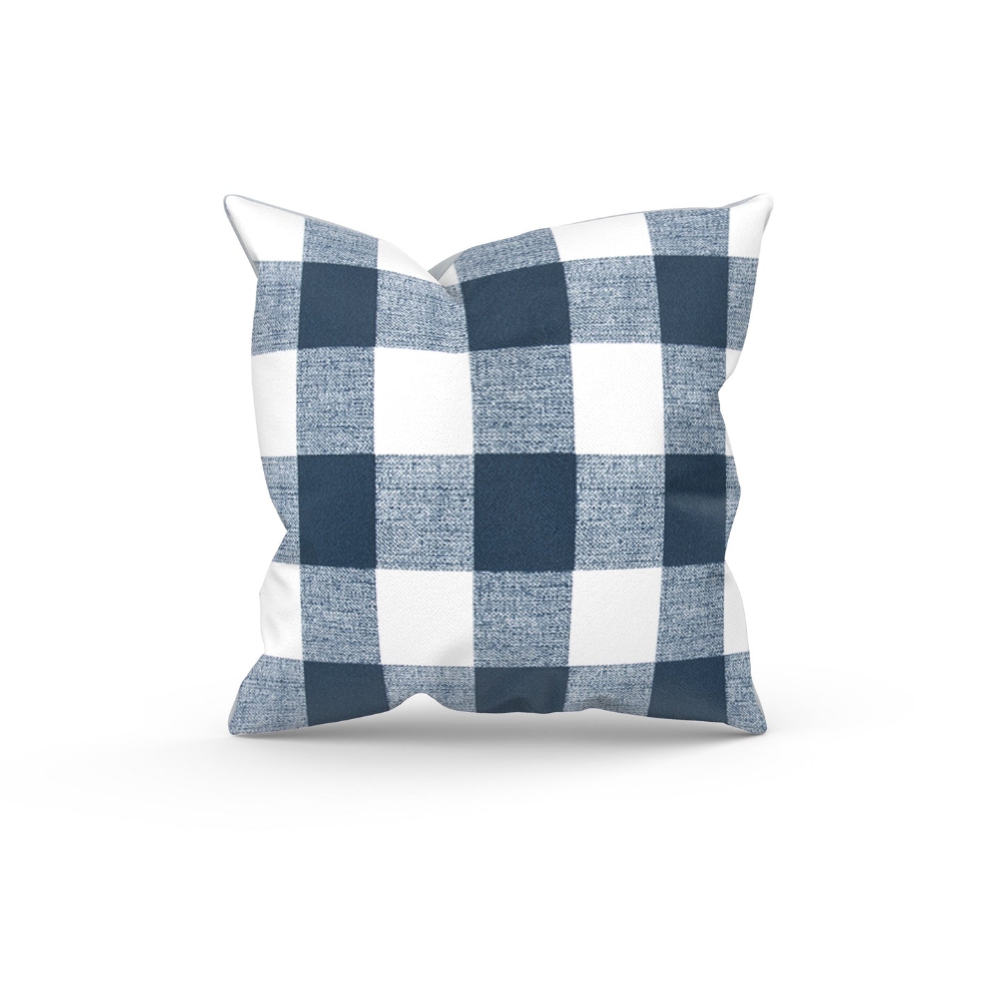 Blue and White Buffalo Plaid Outdoor Pillow Cover