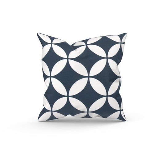 Blue and White Geometric Outdoor Pillow Cover