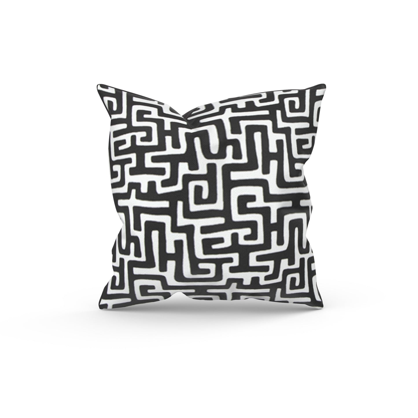 Black and White Abstract Maze Outdoor Pillow Cover