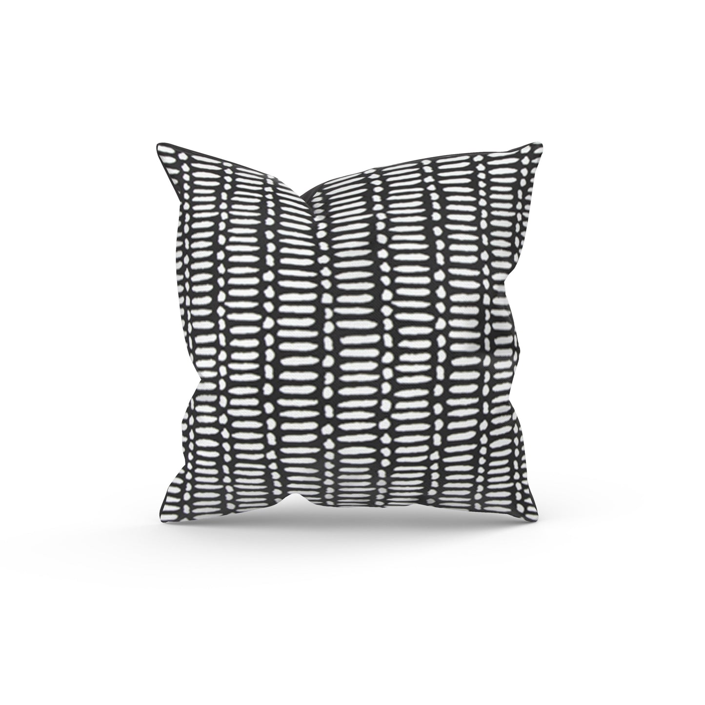 Black and White Abstract Dashes Outdoor Pillow Cover