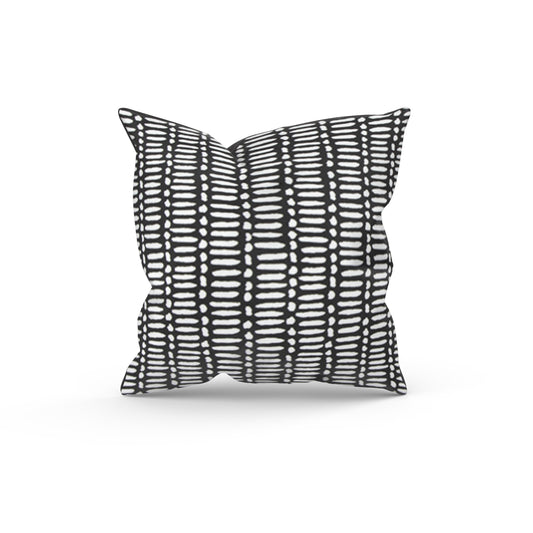 Black and White Abstract Dashes Outdoor Pillow Cover