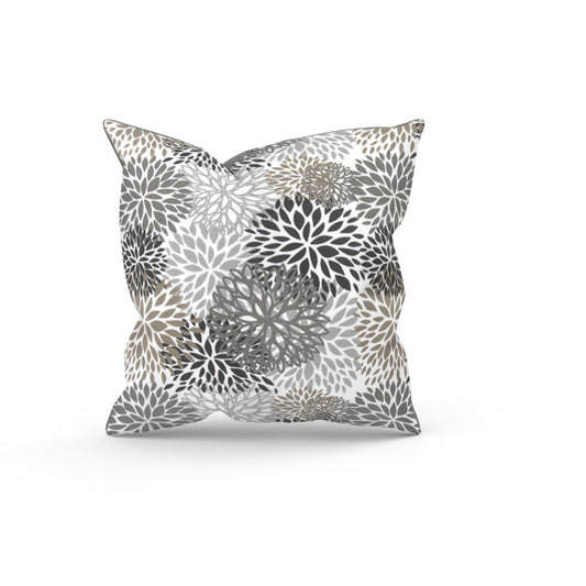 Black and White Abstract Floral Outdoor Pillow Cover