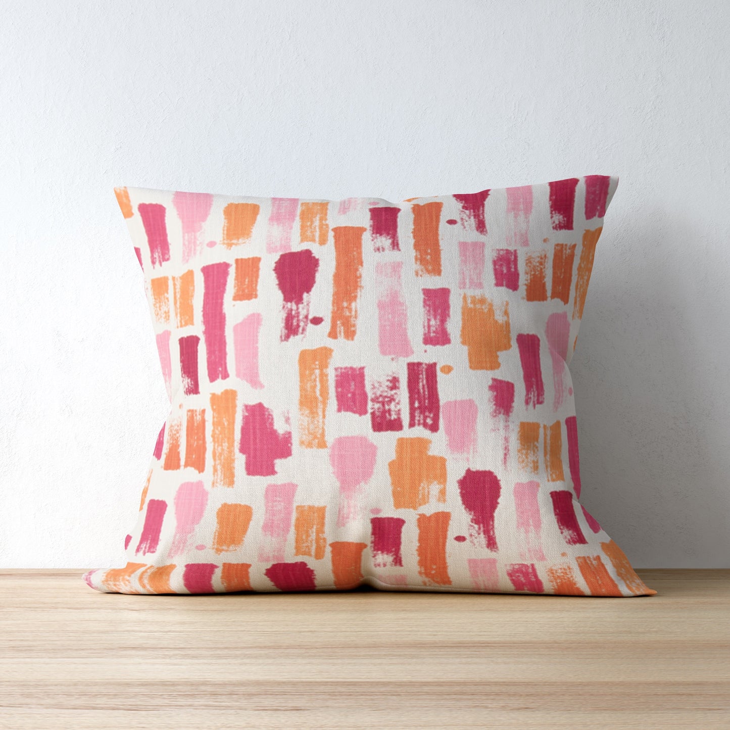 Fuchsia Pink and Orange Abstract Block Pillow Cover