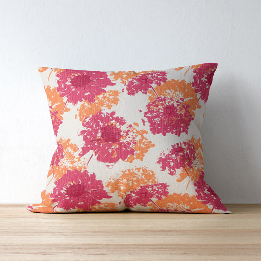 Fuchsia Pink Floral Pillow Cover