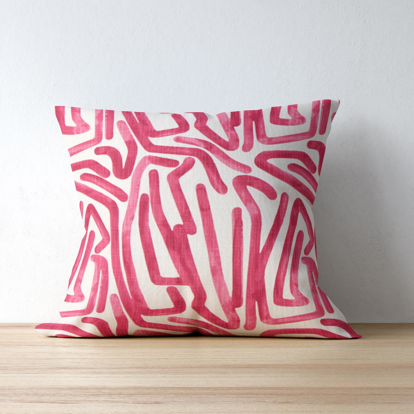 Fuchsia Pink Abstract Scribble Pillow Cover