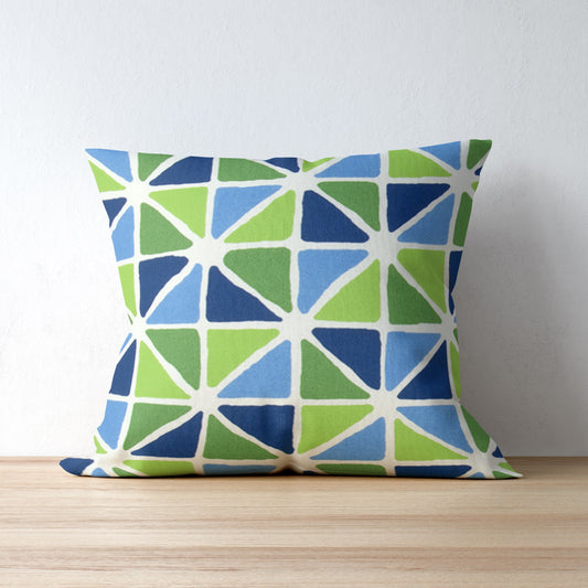 Blue Green Abstract Geometric Indoor Pillow Cover