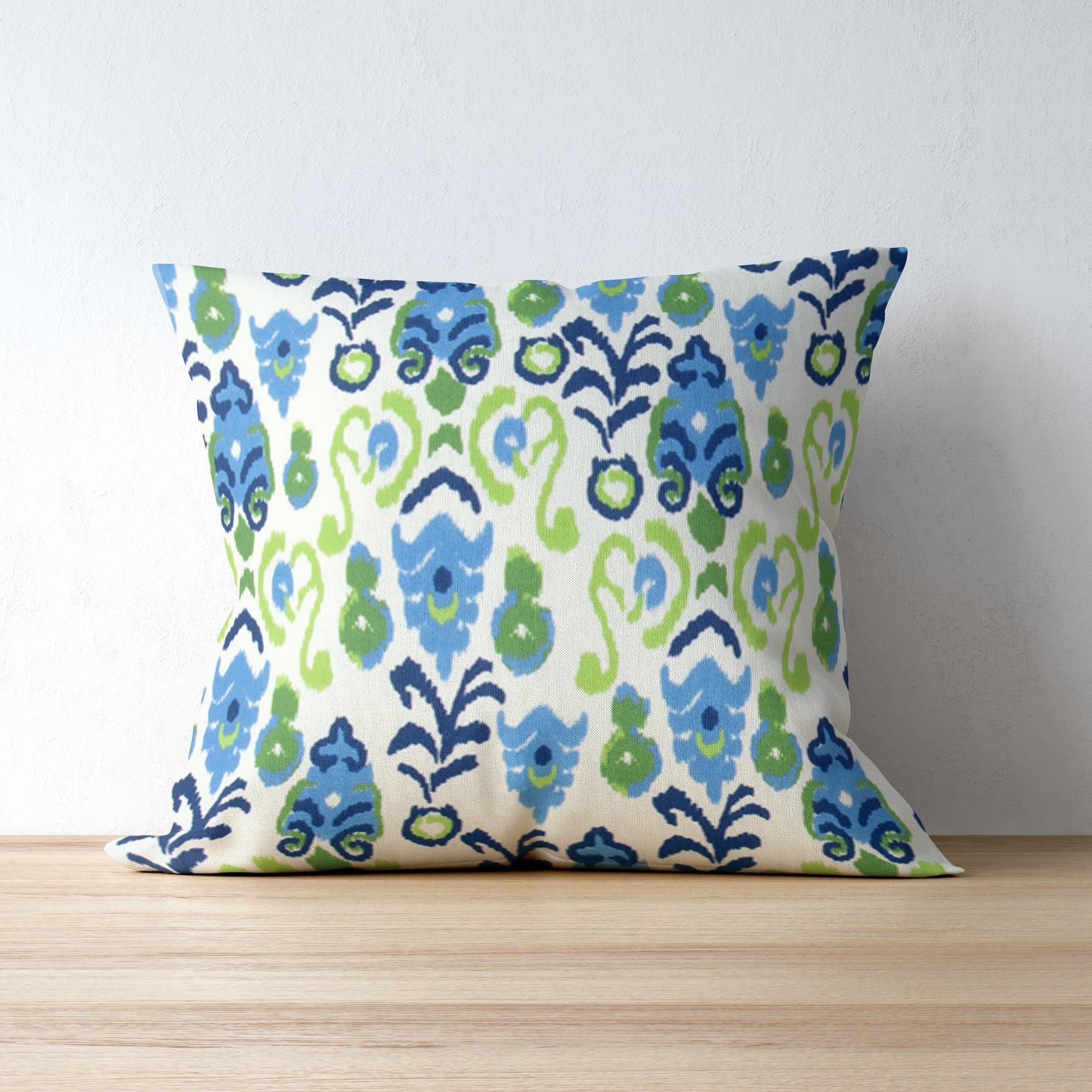 Blue Green Ikat Inspired Indoor Pillow Cover