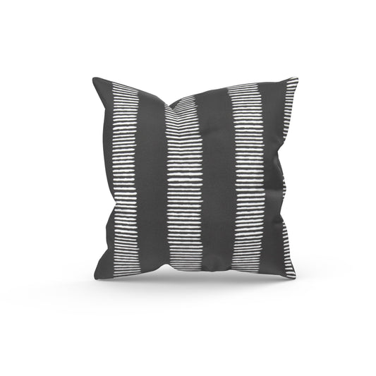 Dark Grey Abstract Striped Outdoor Pillow Cover