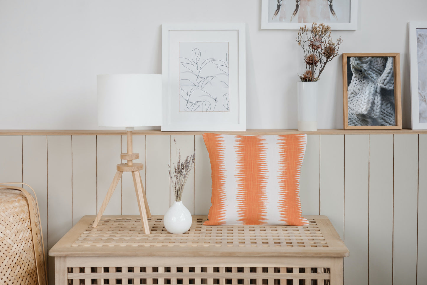 Orange Abstract Striped Pillow Cover