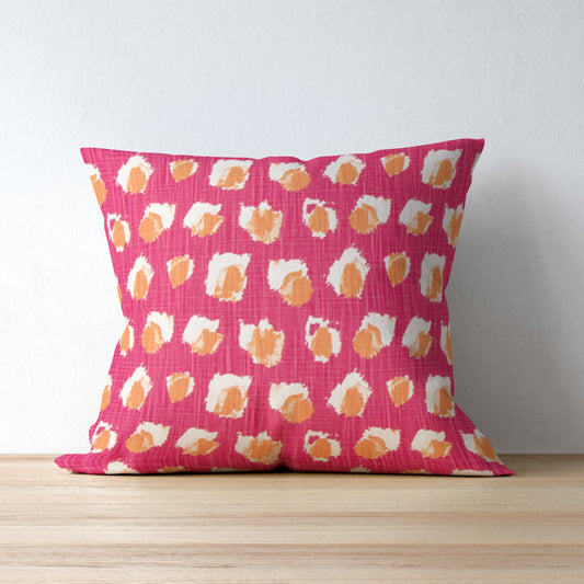 Fuchsia Pink Abstract Dots Pillow Cover