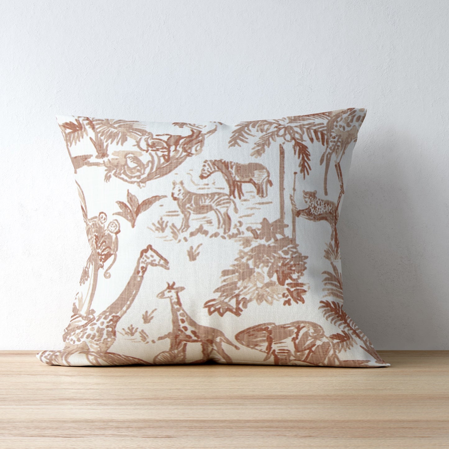 Terra-Cotta Jungle Themed Pillow Cover